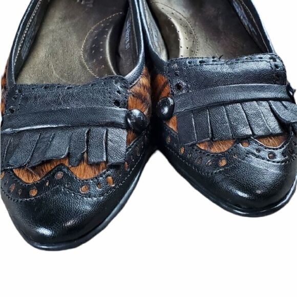 Born Black & Animal Print Leather Kilty Flats - Picture 3 of 9